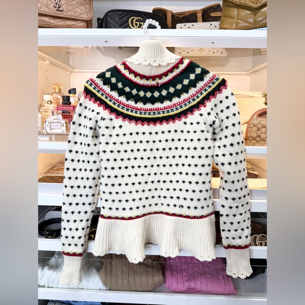 Polo Ralph Lauren Fair Isle Wool Cashmere Peplum Turtleneck Sweater Rare Vtg M